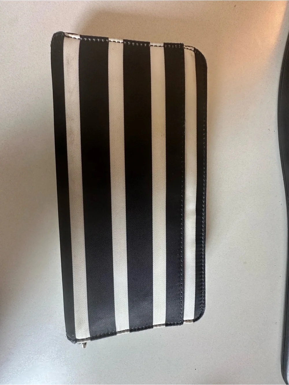 kate spade Black and White Striped Zip-Around Wallet